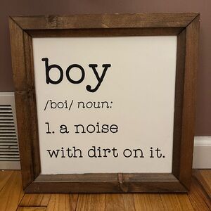 Boy's Bedroom Minimalist Walnut Framed Typographic Art